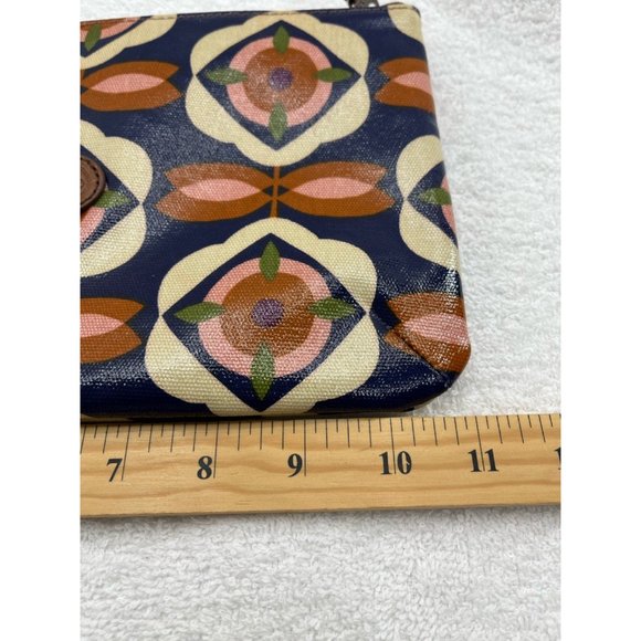 Fossil Key-Per Womens Clutch Handbag Black Brown Geometric Zipper S - Picture 6 of 9